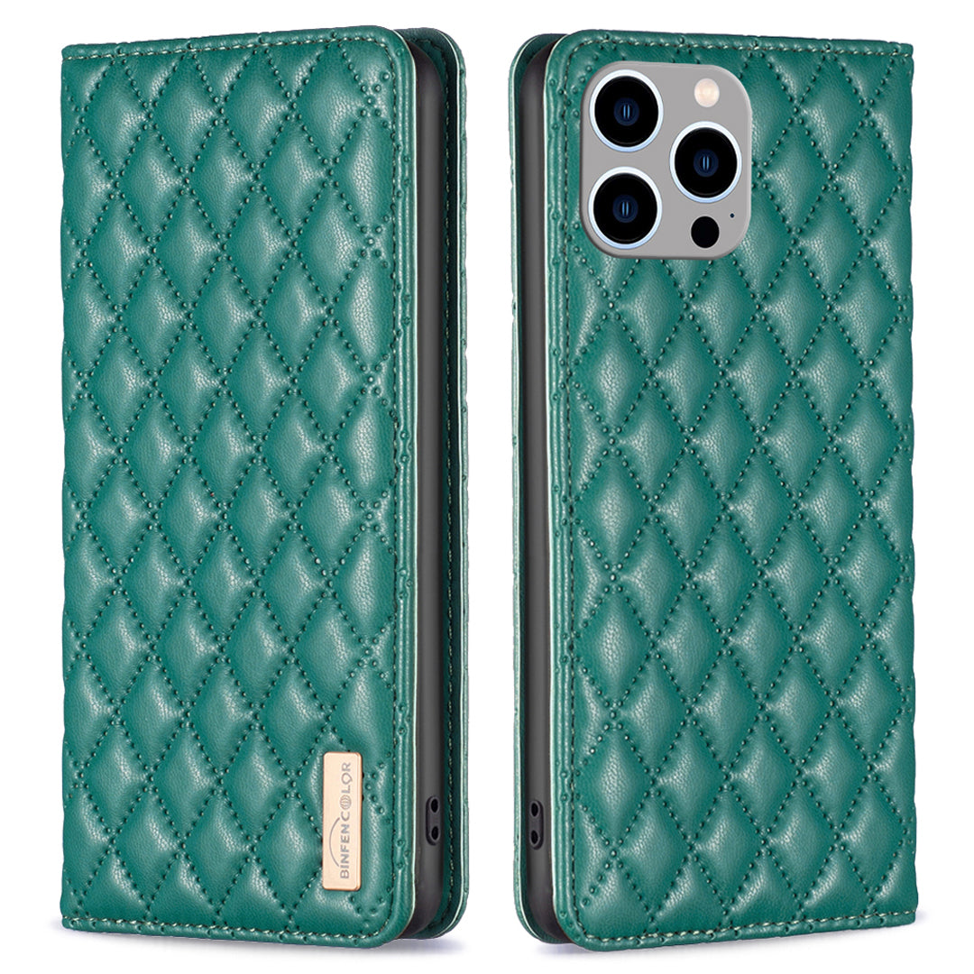 Binfen Color BF Style-16 For iPhone 15 Pro Max PU Leather Flip Stand Cover Card Holder Phone Case - Green Binfen Color BF Style-16 For iPhone 15 Pro Max PU Leather Flip Stand Cover Card Holder Phone Case - Green